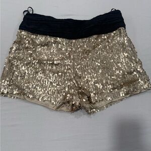 Rare London Gold Sequin High Waist Shorts